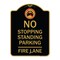 Signmission No Stopping Standing Fire Lane W/ Graphic, Black & Gold Aluminum Sign, 18" x 24", BG-1824-23573 A-DES-BG-1824-23573 - alternate 1